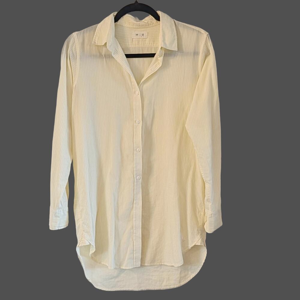 MiH Jeans Butter Yellow Cotton Stripe Button Down Coverup Made in Portugal M
